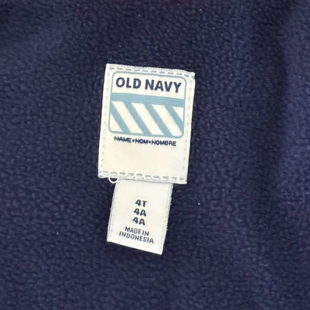 Old Navy Boys Size 4T Orange/Navy Zip Up Puffer Vest with Pockets